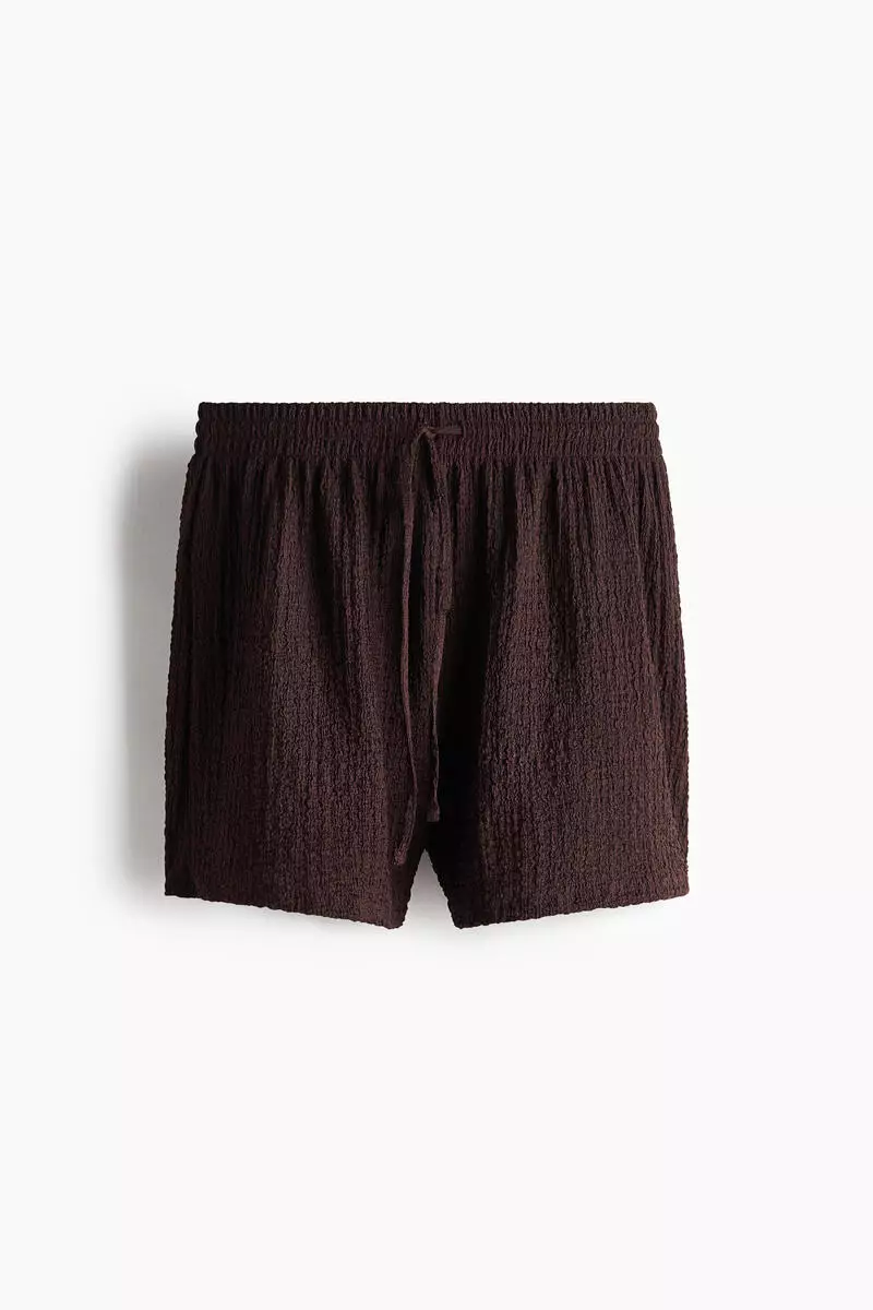 Textured jersey drawstring shorts