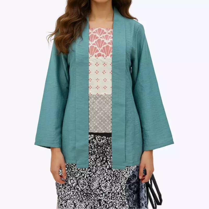 Blouse Batik Wanita - Atasan Batik - Bhatara Batik Eleanor 1 - Baju Batik Kutubaru Modern Lengan Panjang