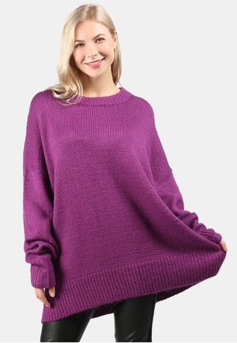 London Rag purple Sweater Kebesaran Kru Leher Ungu 3EBF7AAB9AF11DGS_1