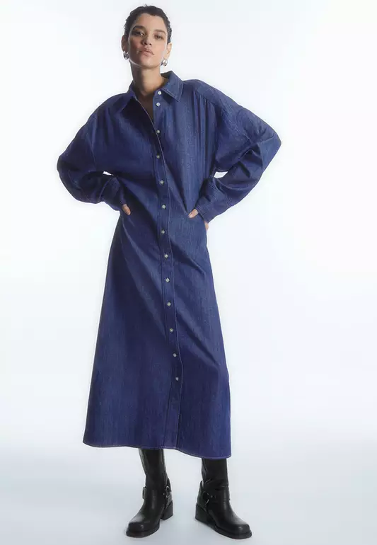 Rounded Denim Shirt Dress