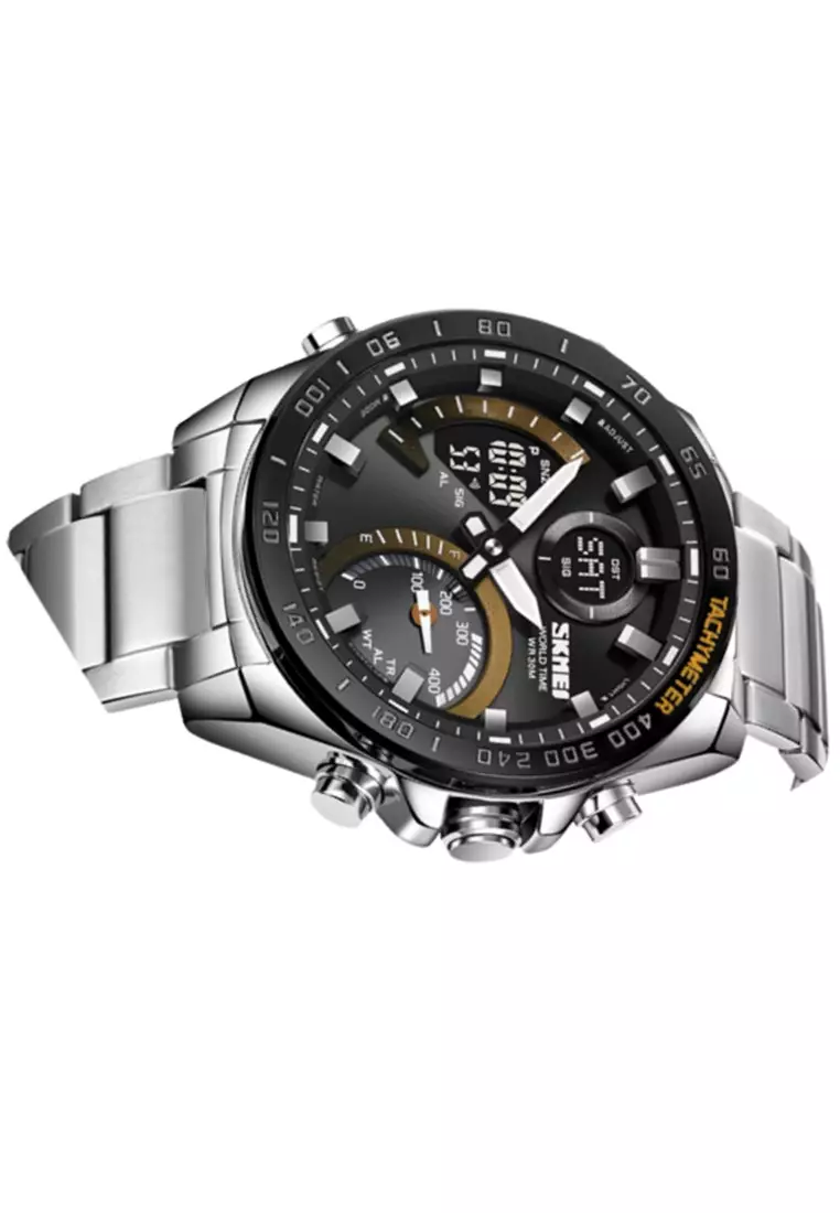 Jam Tangan Analog Digital Pria Waterproof Many Function Strap Tali Material Stainless Steel GN80 ORIGINAL