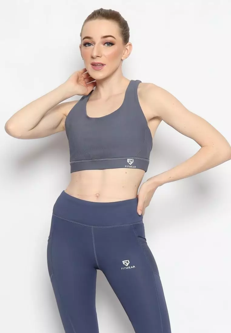 Fitwear - Sportbra Olahraga Wanita JENNIFER [CAGED RIBB] - COOL GRAY