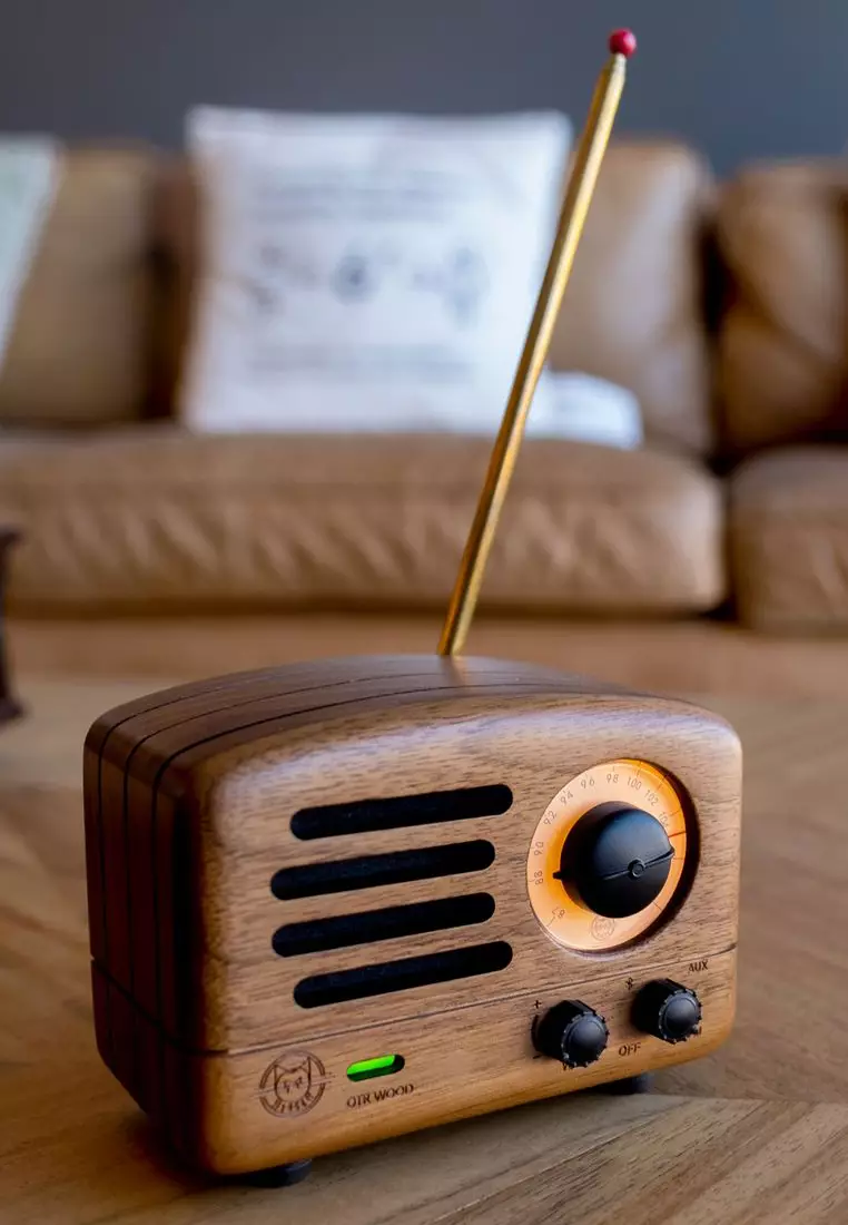 Muzen OTR Walnut Wood Portable Audio Speakers with FM Radio.