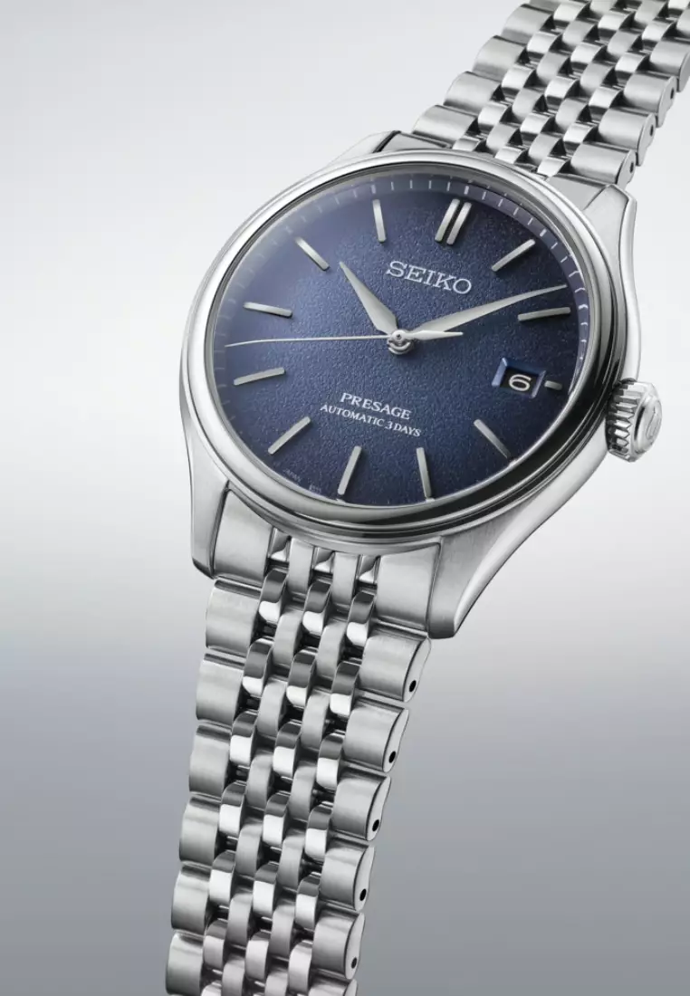 Seiko Presage Classic In ‘Ai-iro’ Japan Blue Dial Stainless Steel Band Vintage Style Automatic Watch SPB525J1