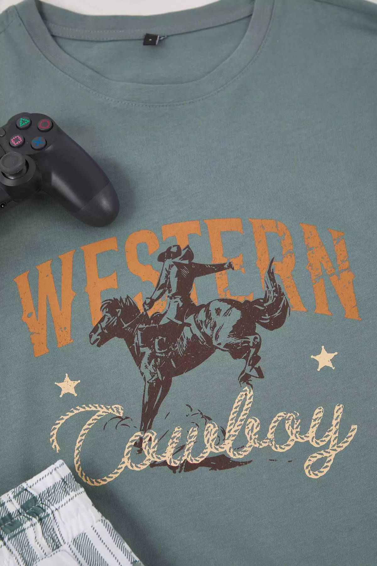 Mint Regular Plaid/Checked Text Printed Pocket Detailed Knitted Pajama Set