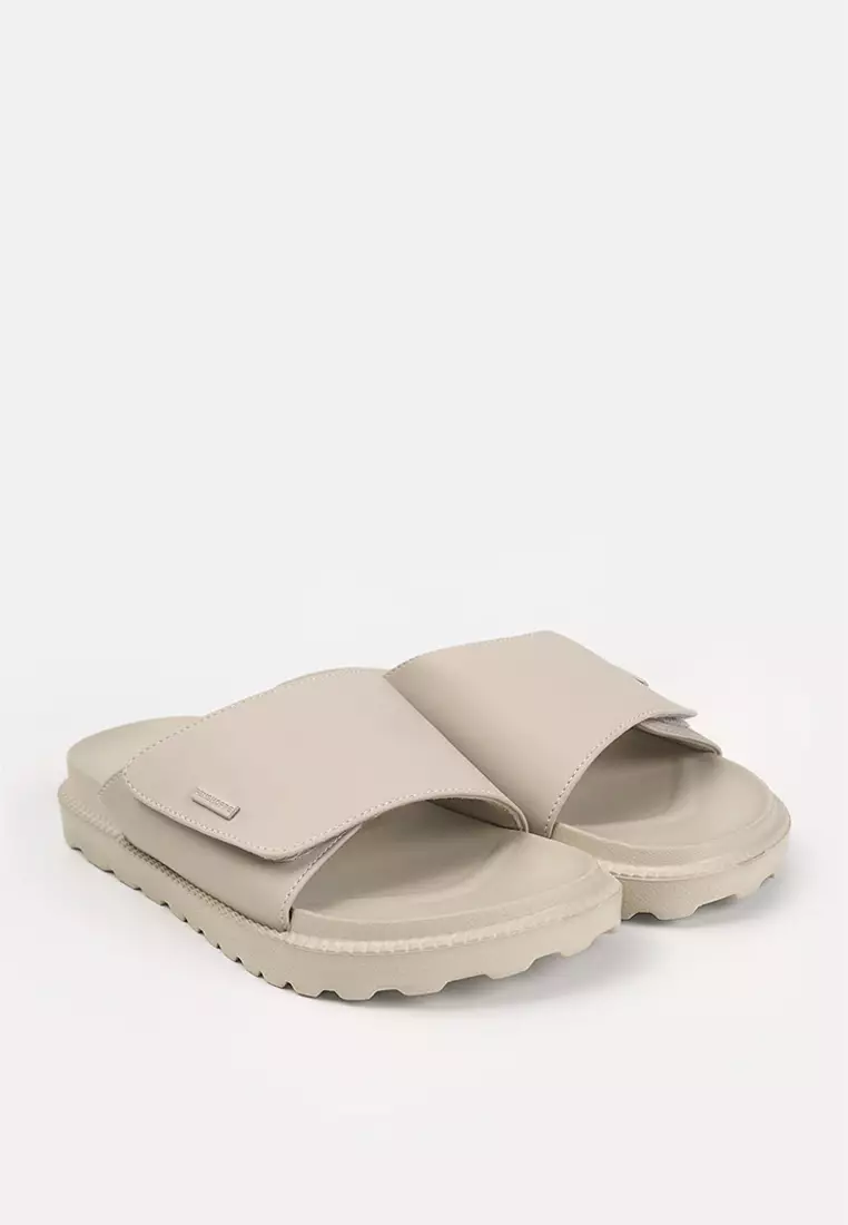 Women's Platform Slides with Metal Branding