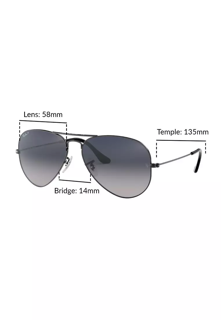 Ray ban sales aviator glasses sizes