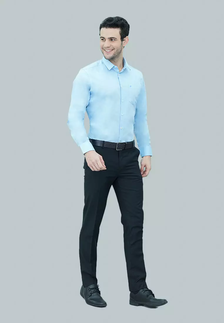Johnwin - Kemeja Formal Basic - Lengan Panjang Warna Biru FSH.650.Q251.969.C-L/S