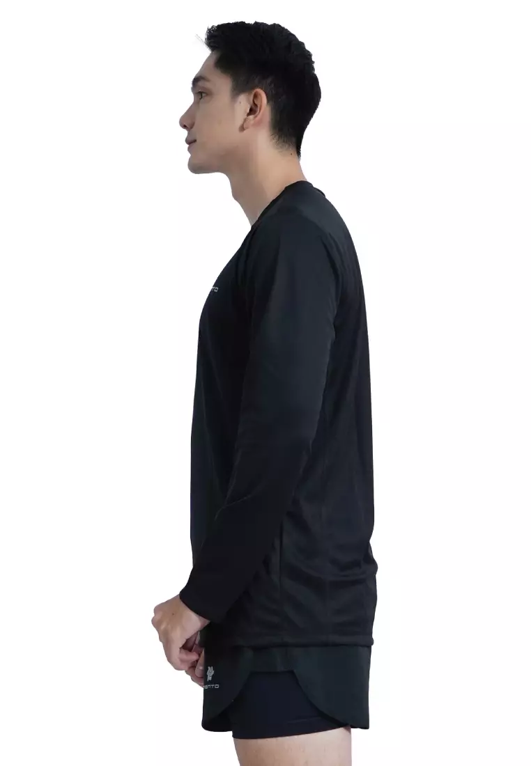 Tiento Kaos Running Dry Fit Lengan Panjang Baju Olahraga Pria Lari Gym Fitness Black