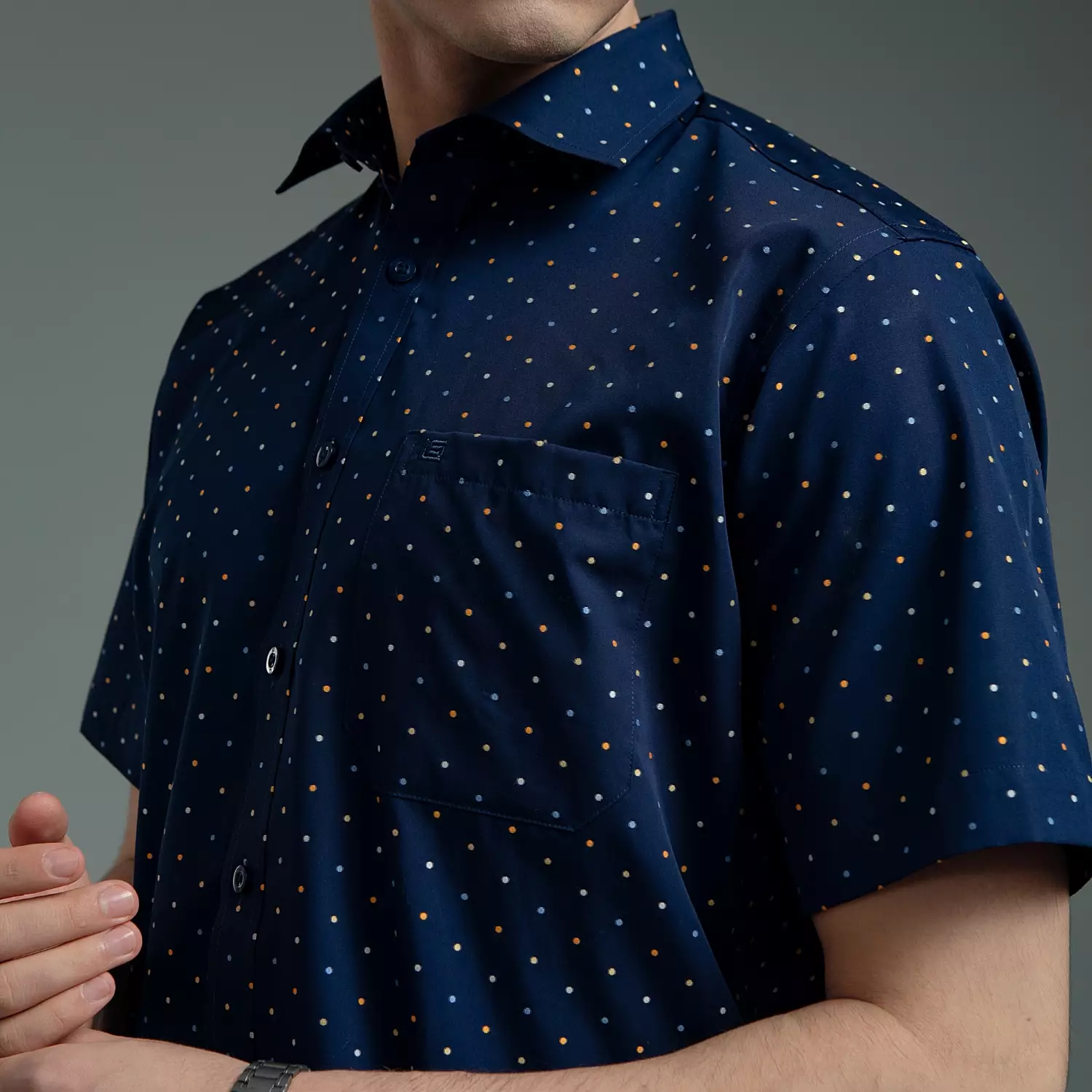 Kemeja Lengan Pendek Guy Laroche Nuit Pop - Dark Blue Cotton Casual