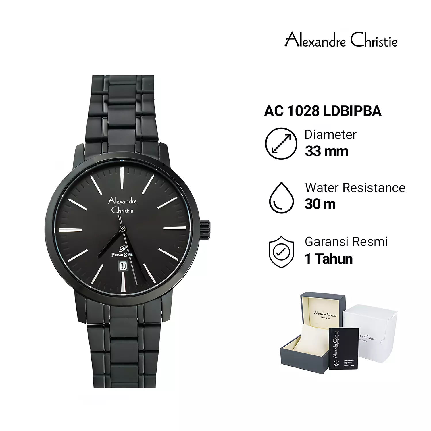 Jam Tangan Analog Wanita - Primo Series - Black - Stainless Steel - 1028 LDBIPBA