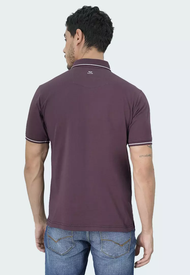 LGS - Kaos Polo - Motif Tepi Putih - Slim Fit - Maroon - JWS.325.J3371F.02.C