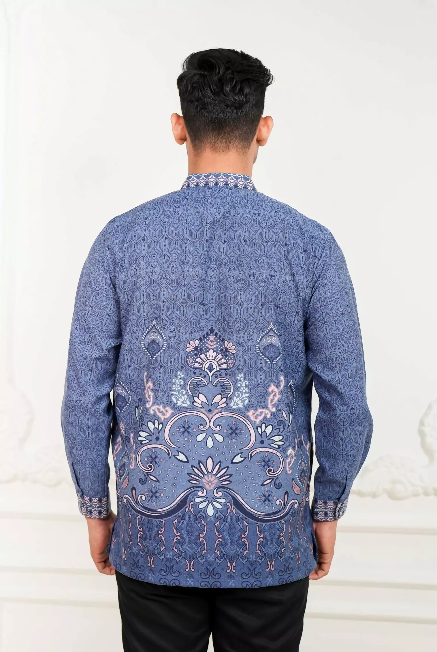 Sarimbit Akasya Blue Kemeja Pria  Koko Lengan Panjang Regular Fit Furing