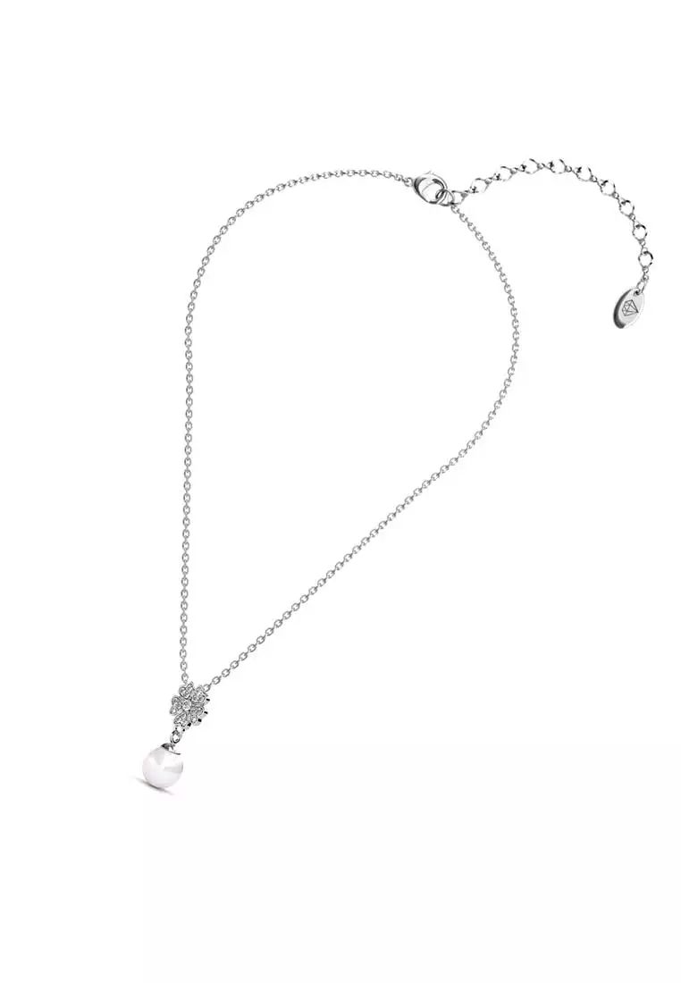 Floral Pearl Pendant - Kalung Crystal Swarovski by Her Jewellery