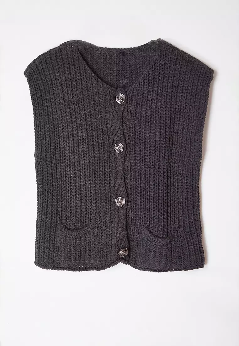 Anthracite Crew Neck Fitted Vest TWOAW25YE00027