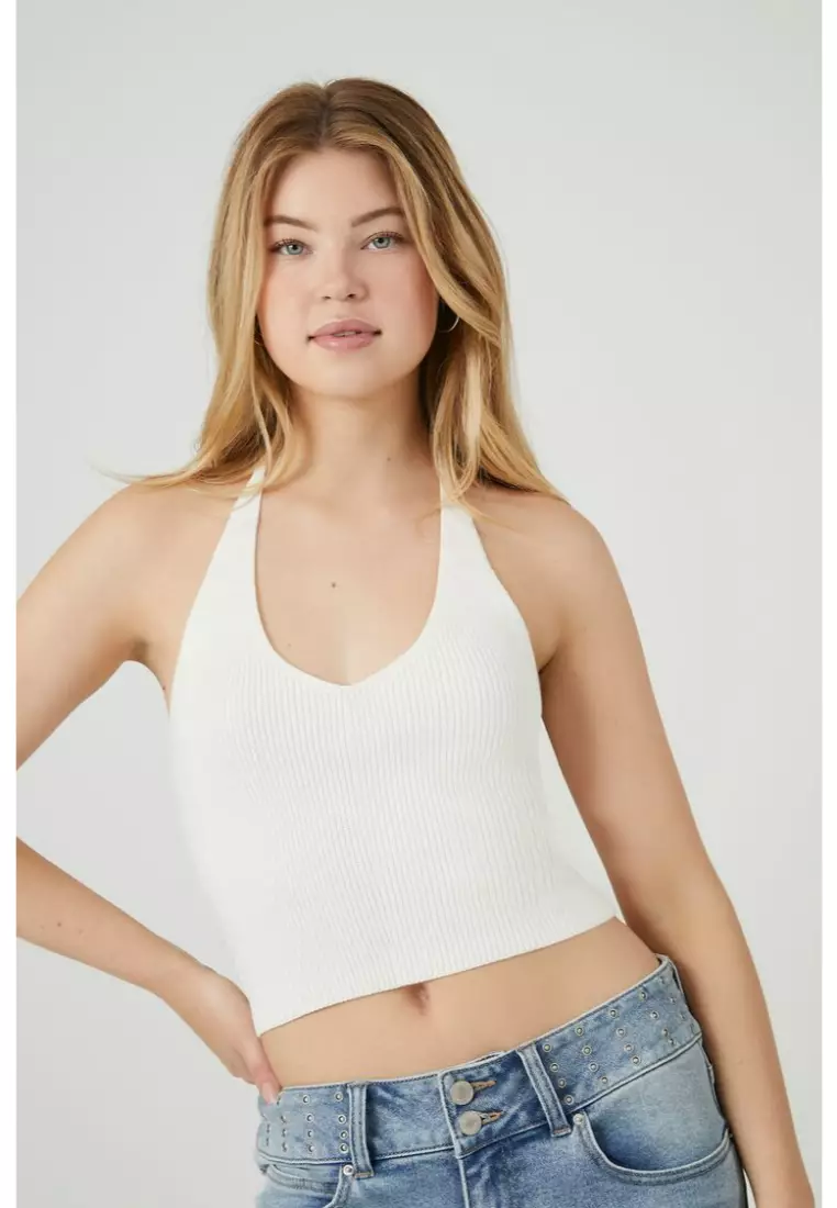 Sweater-Knit Hook-and-Eye Tank Top