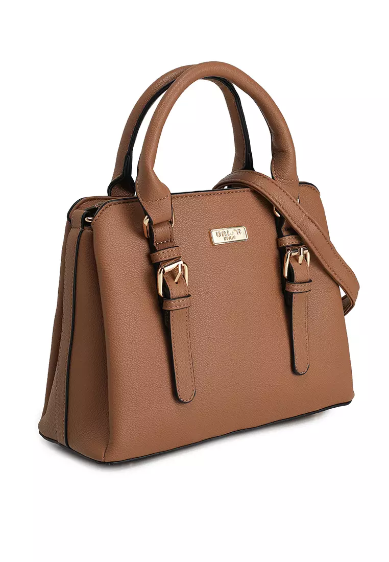 Pebbled Multi-Compartment Top Handle Bag