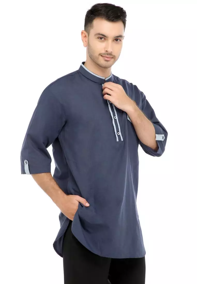 Baju Koko Gamis Muslim Pria Arfan - Navy
