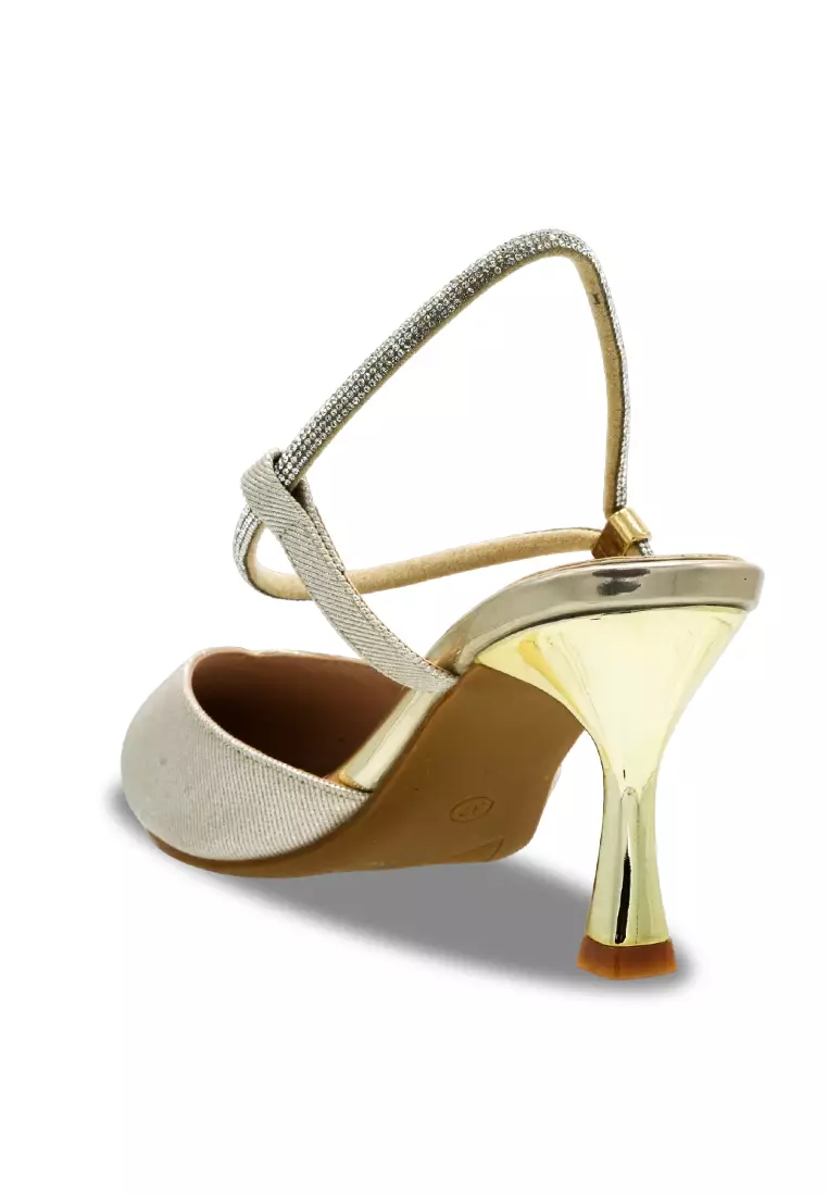 Women Sling Back Faux Leather Strap Casual Heels - 240190158