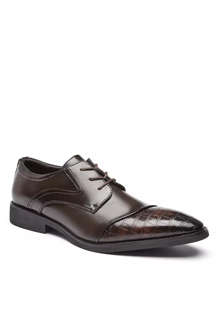Spliced Faux Leather Derby Shoes KB05-6