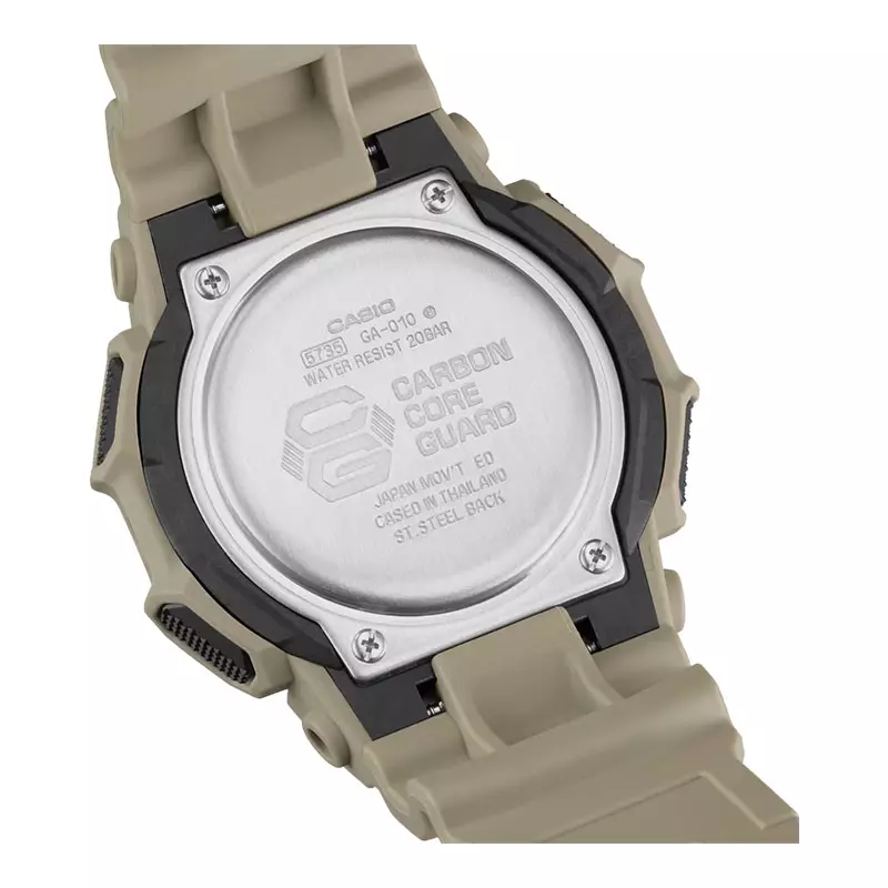 Jam Tangan Pria Casio G-Shock GA-010-5ADR New Rugged Basic Analog Digital Black Dial Beige Resin Band