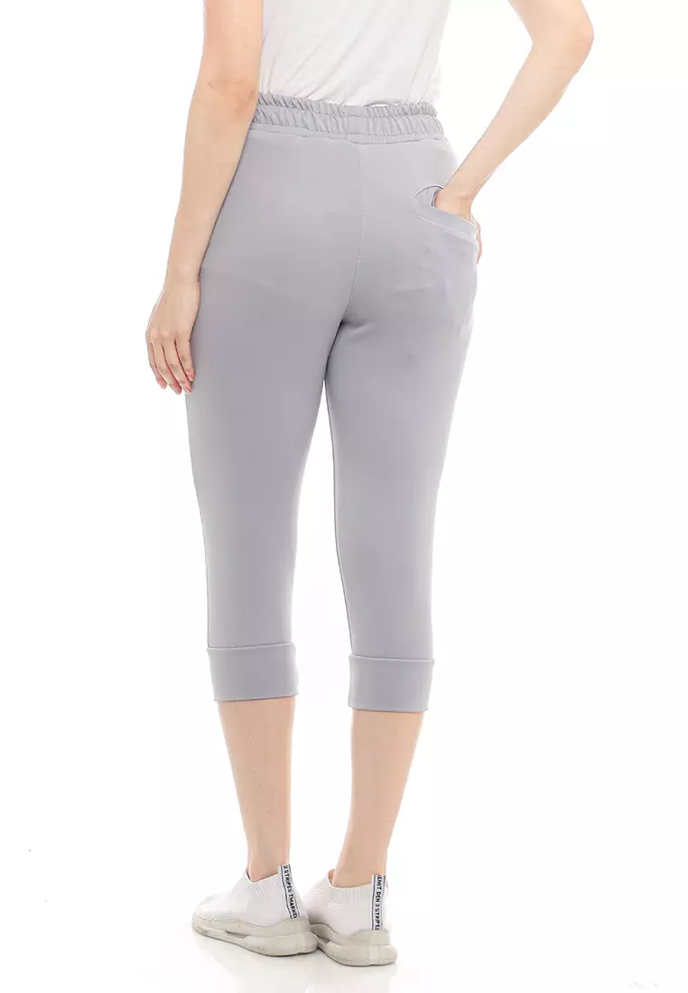 Jogger Pants Women 3/4 Length Grey