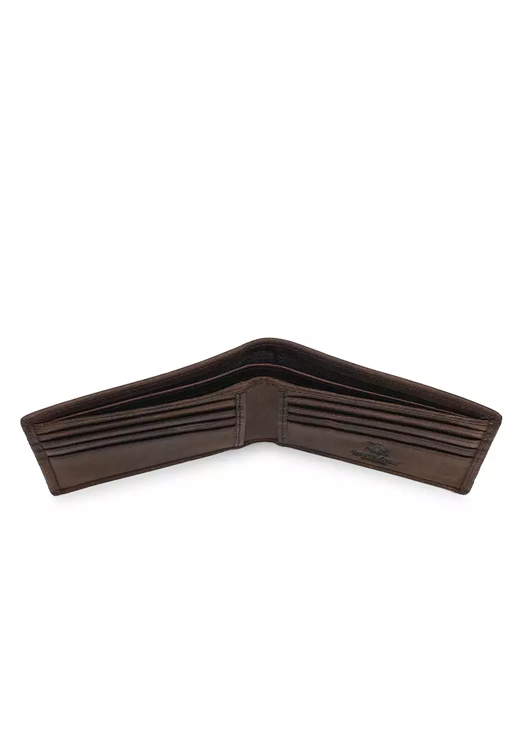 Genuine Leather RFID Short Wallet - Brown