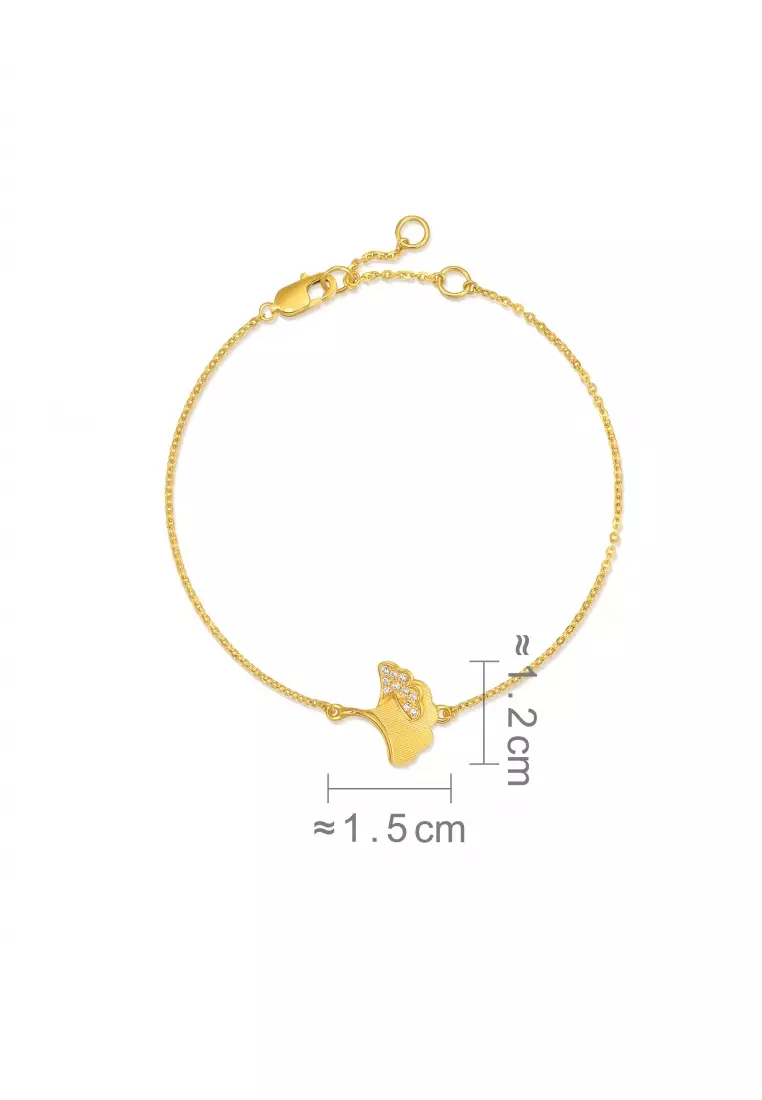 999 24K Gold Essence Ginkgo Leaf Bracelet for Women 94561B