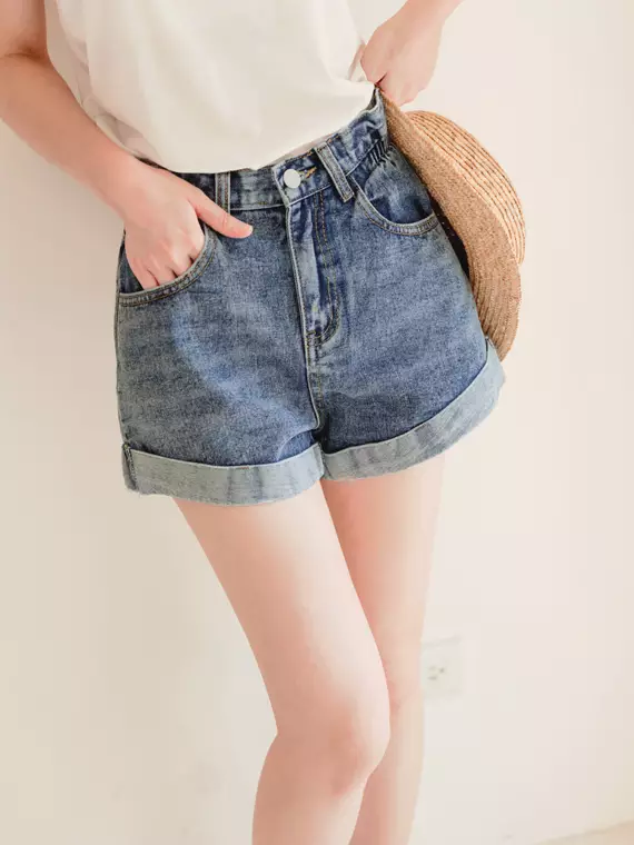 Folded sales denim shorts