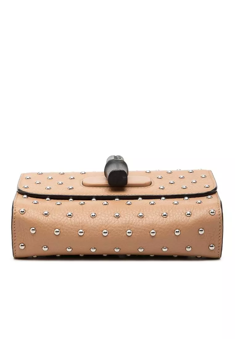 Pre-Loved Gucci Small Calfskin Studded Miss Bamboo Crossbody