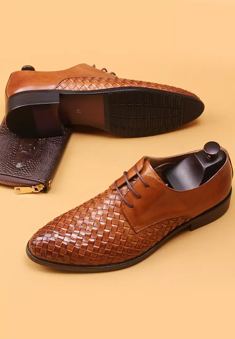Mens braided cheap leather shoes