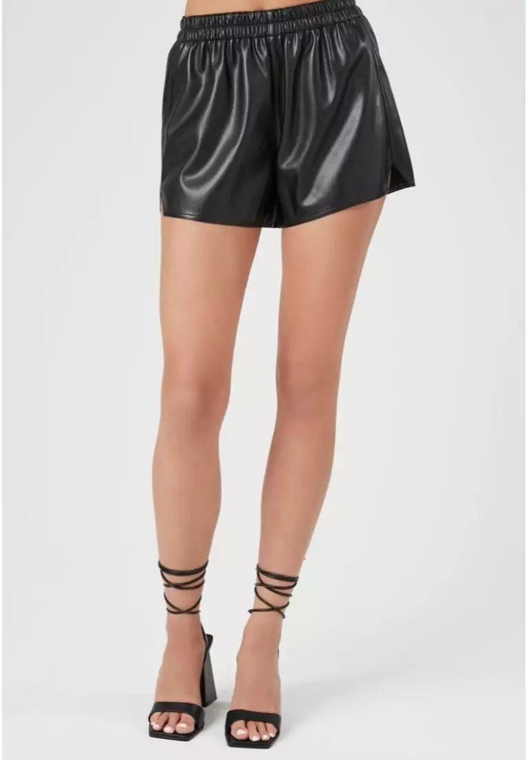 Black leather shorts forever 21 sale
