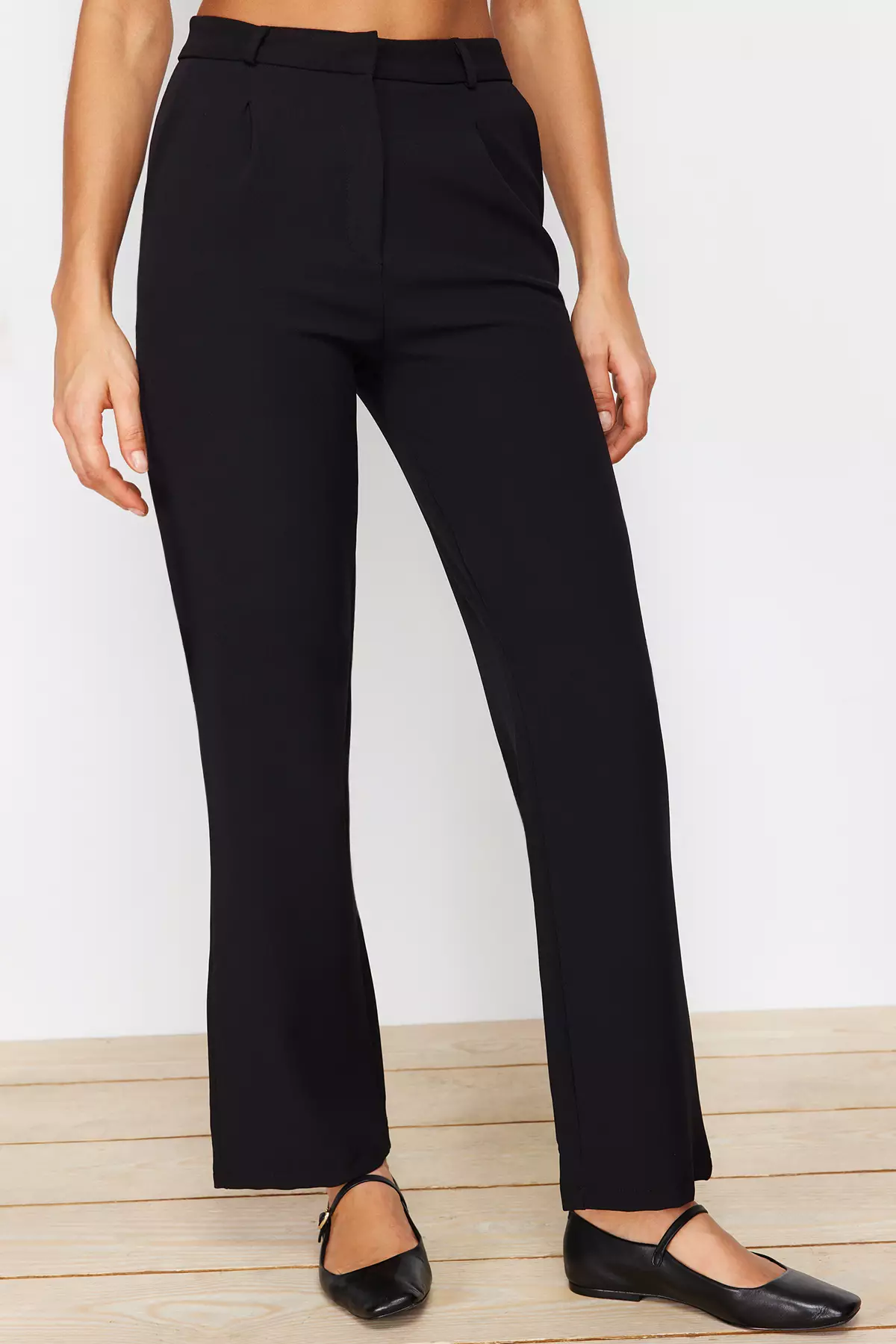 Straight Cut Pleated Trousers