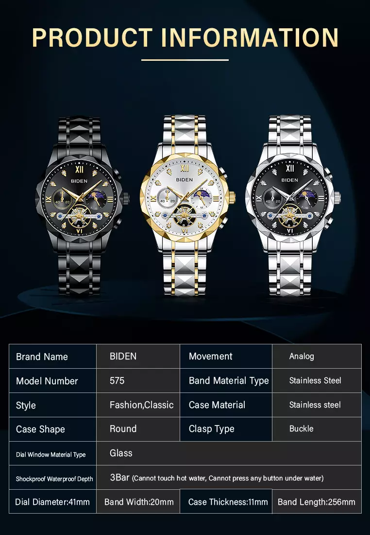 Jam Tangan Pria Multifungsi Mewah Tali Stainless Steel Anti Air Jam Tangan Cowok silvergold