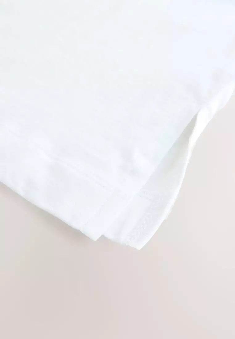 Relaxed Boxy Elbow Length Crew Neck T-Shirt