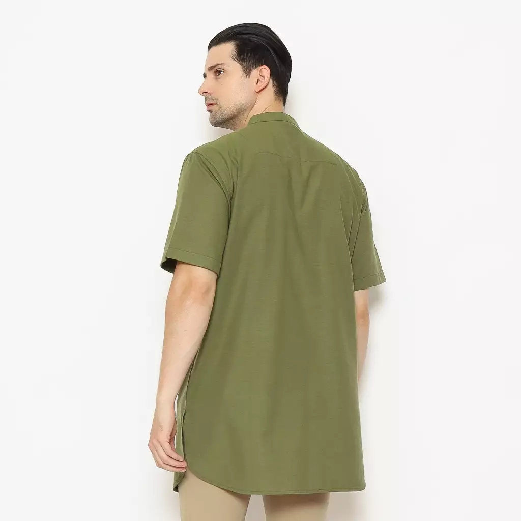 AMK Kemeja Koko Pria Kurta Lengan Pendek KK JAIMAL S/S Olive