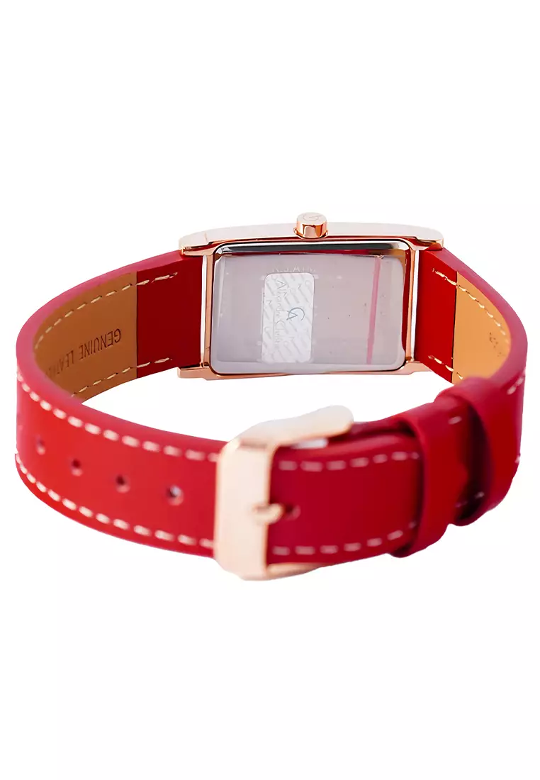 Alexandre Christie - Jam Tangan Wanita - Rosegold - Red Leather Strap - 2A05 LHLRGLNRE