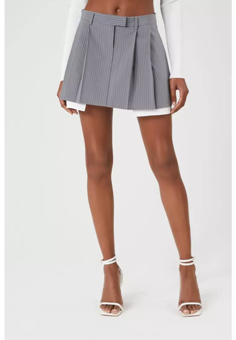 Grey pleated mini skirt shop forever 21