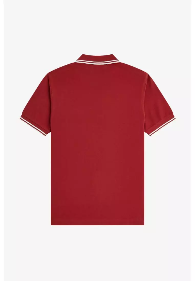 Fred Perry M3600 Twin Tipped Fred Perry Shirt (Burnt Red / Snow White / Snow White)