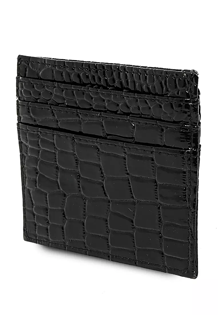 Card Holder Material Croco Dompet Kartu Wanita 6 Slot + 1 Slot Money - Hitam