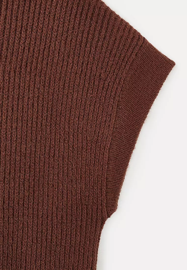 Perkins-Neck Short-Sleeved Sweater