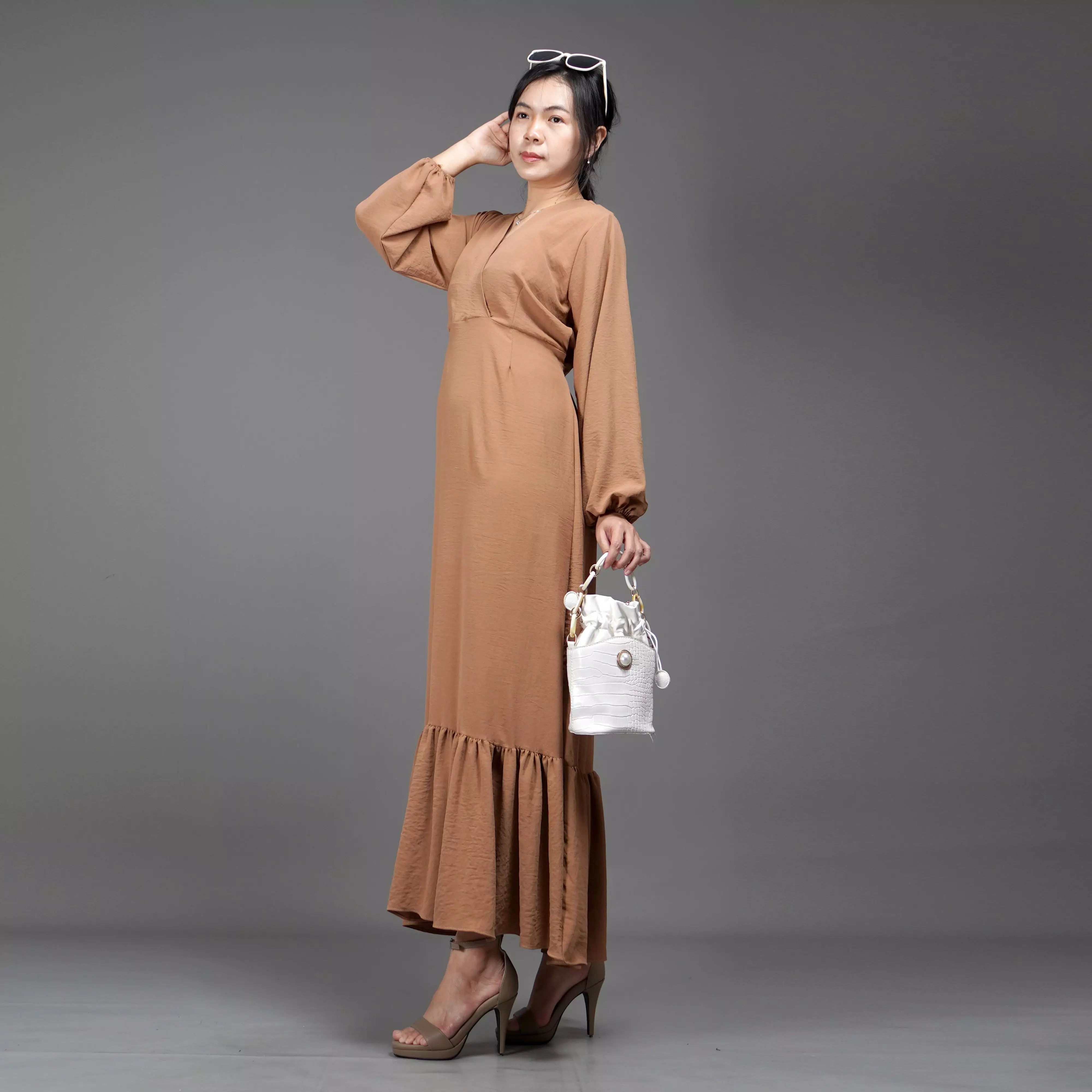  DRESS JULIA Long Dress Gaun Pesta Midi Dress Gaya Korea - Coksu
