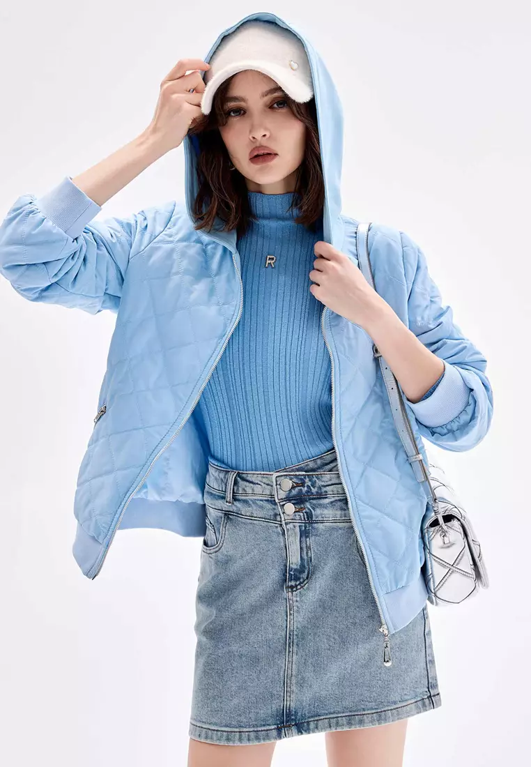 Double Waistband Denim Skirt