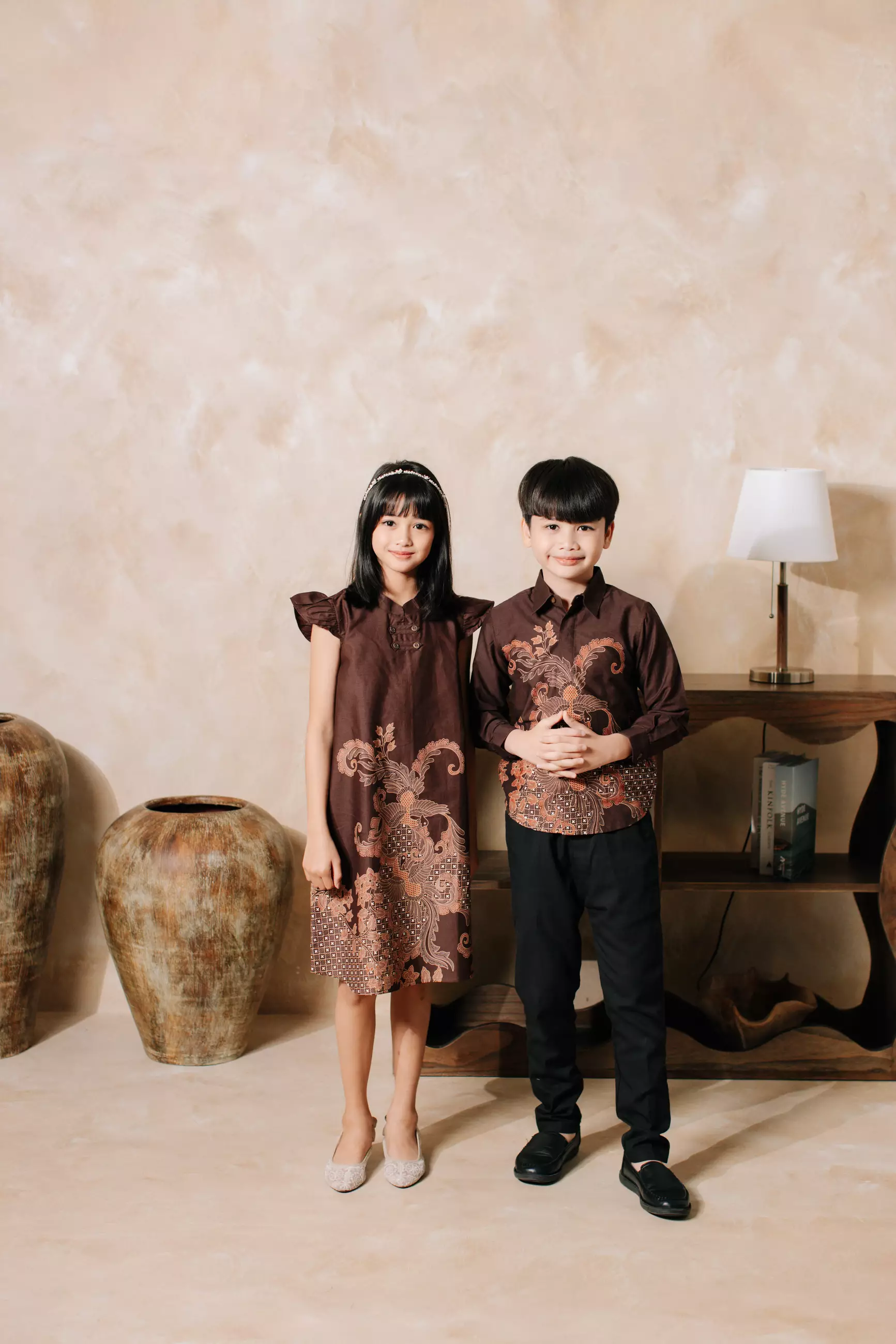 Kavindra Mahogany Brown Kemeja Batik Anak Pria Kemeja Batik Anak Cowok Katun
