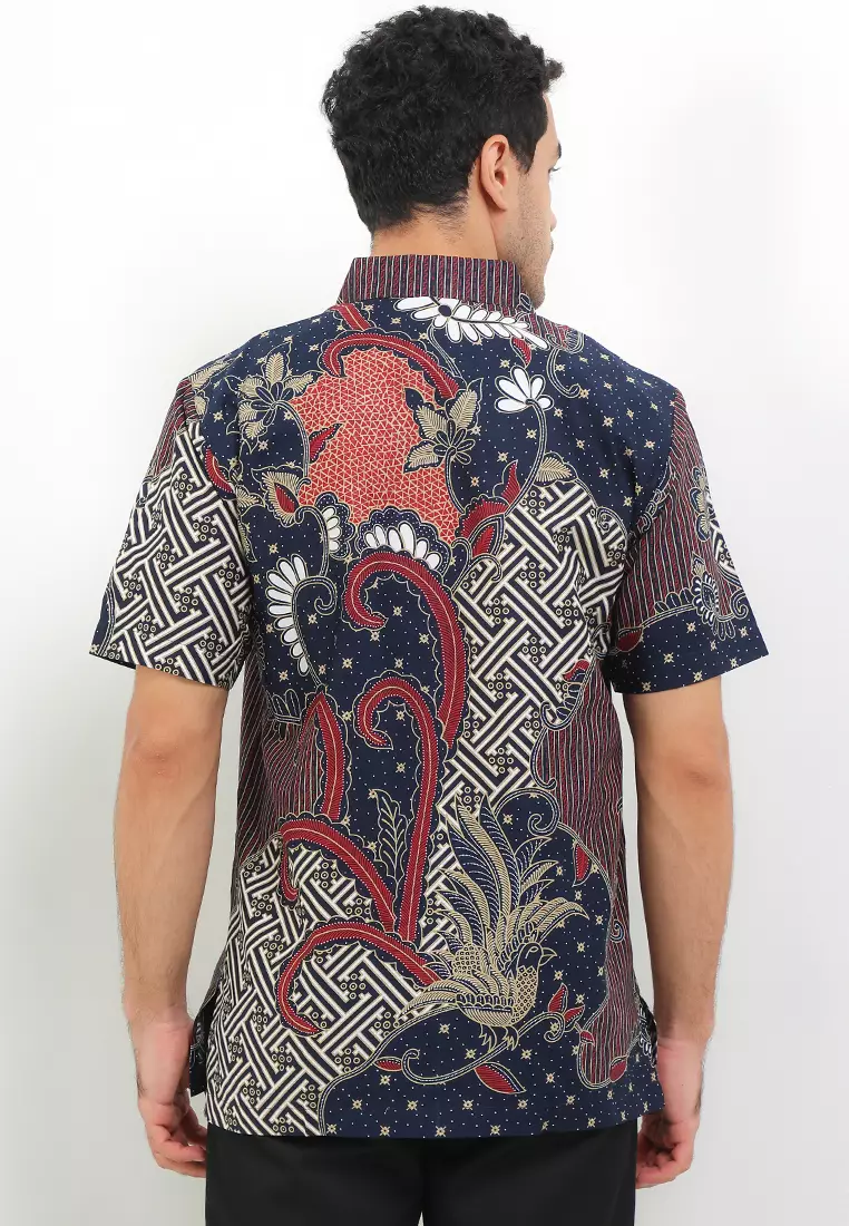 Hem Kemeja Lengan Pendek Reguler Fit Erland Katun Premium Navy