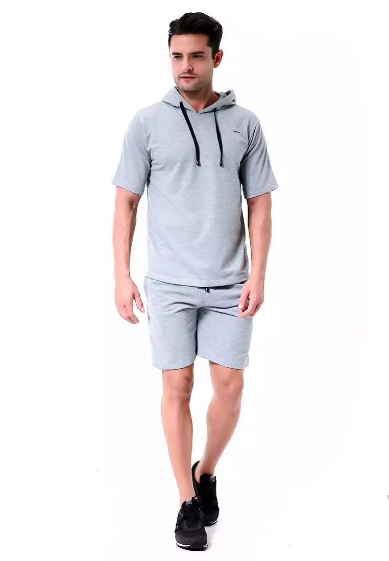 Vincent Setelan Hoodie Pria Sweatshirt Set Casual Motif Polos Material Baby Terry ORIGINAL - Gray