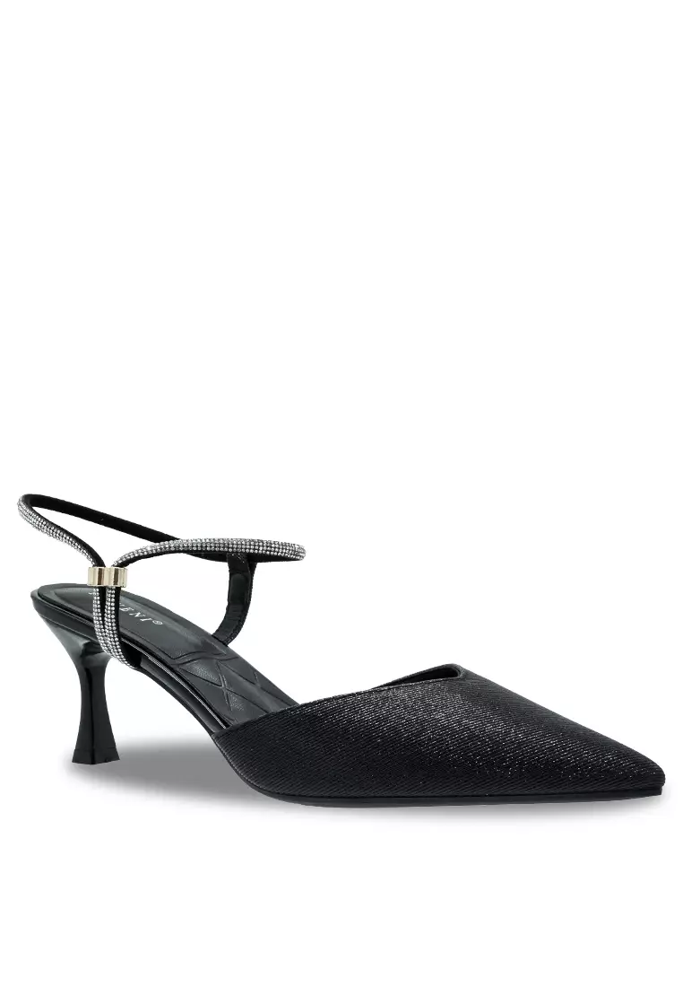 Women Sling Back Faux Leather Strap Casual Heels - 240190158