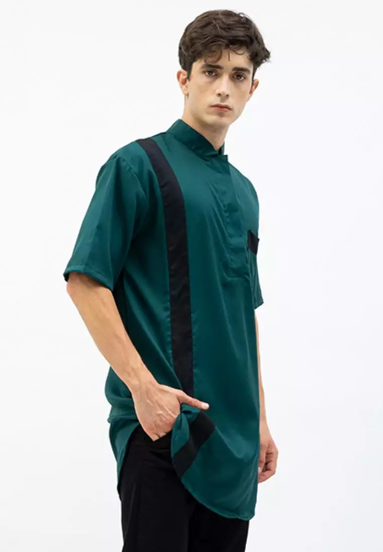 baju Koko Kurta pakistan lengan pendek muslim gamis pria houseofcuff B - HIJAU BOTOL