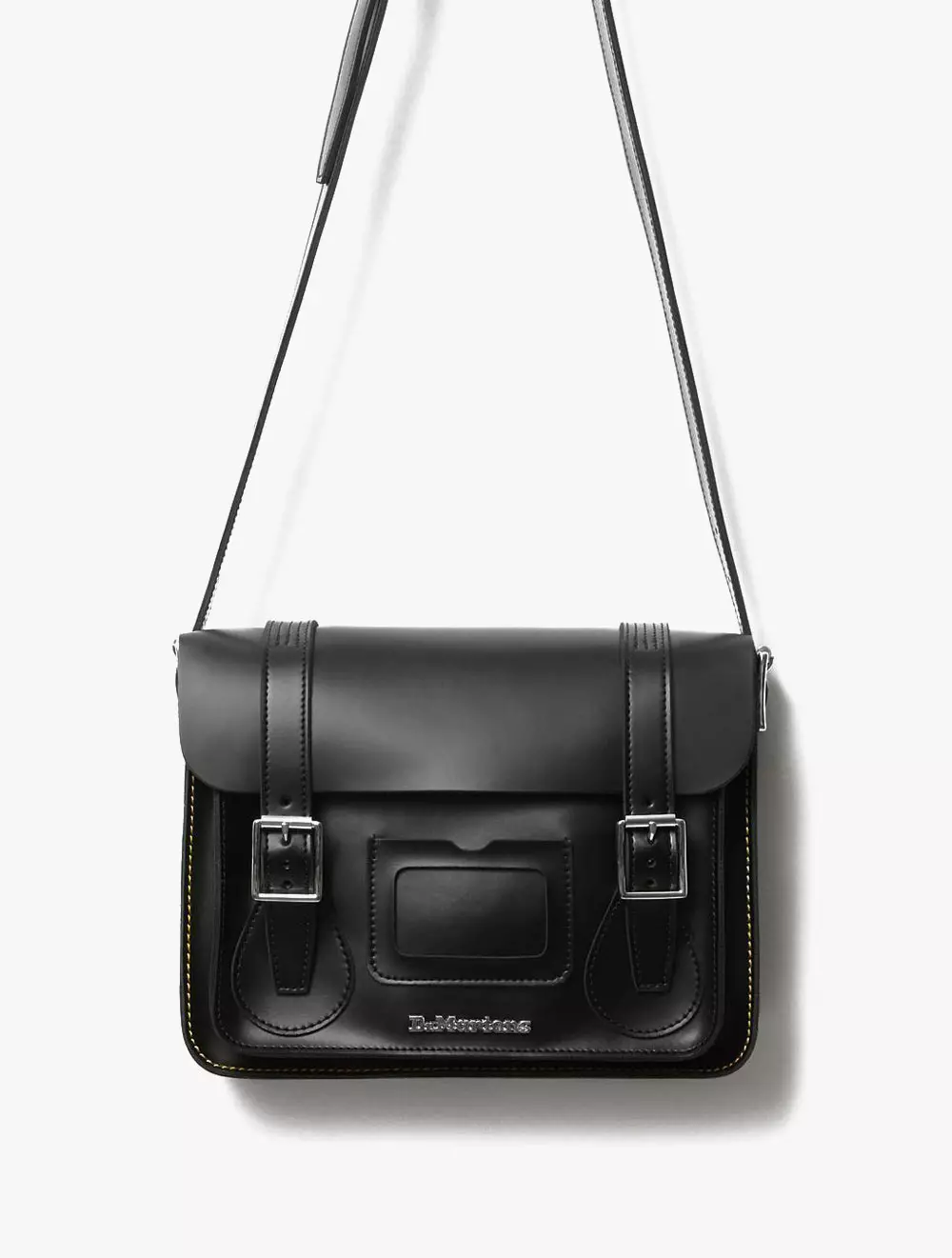 AB097001 - 11 inch Leather Messenger Bag - Black