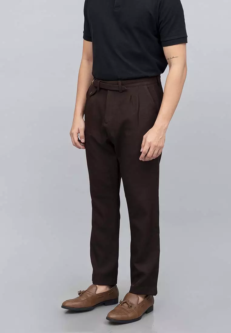 Houseofcuff Celana Panjang Formal High Waist Pants Pria Cokelat